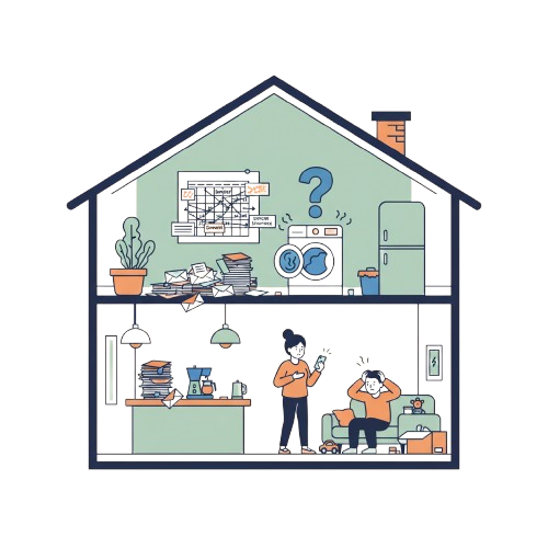 Illustration of home management chaos
